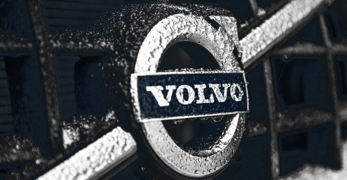 a close up of a volvo emblem on a car