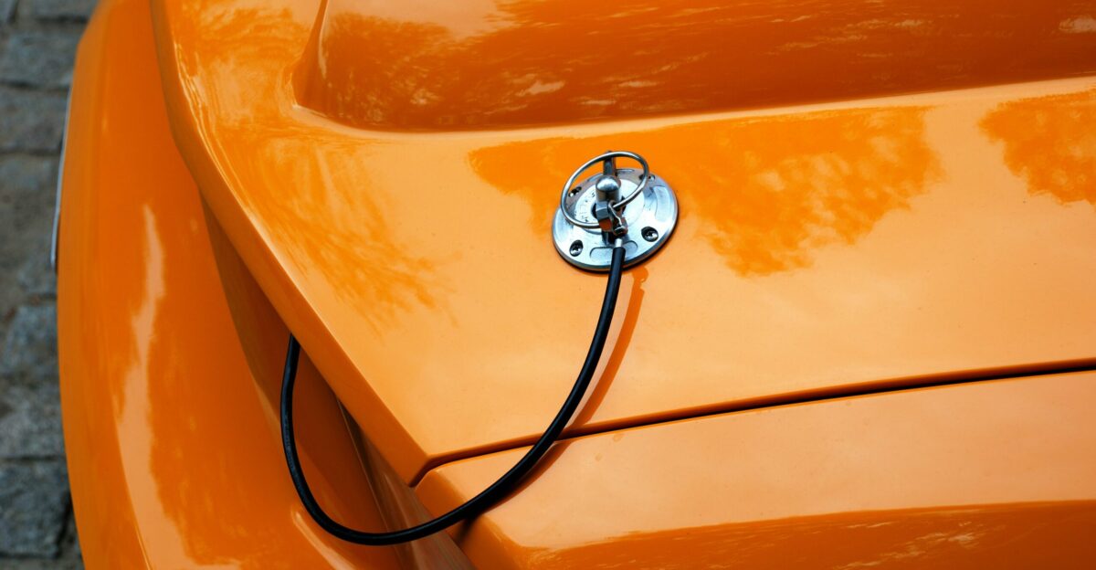a close up of the hood of a car