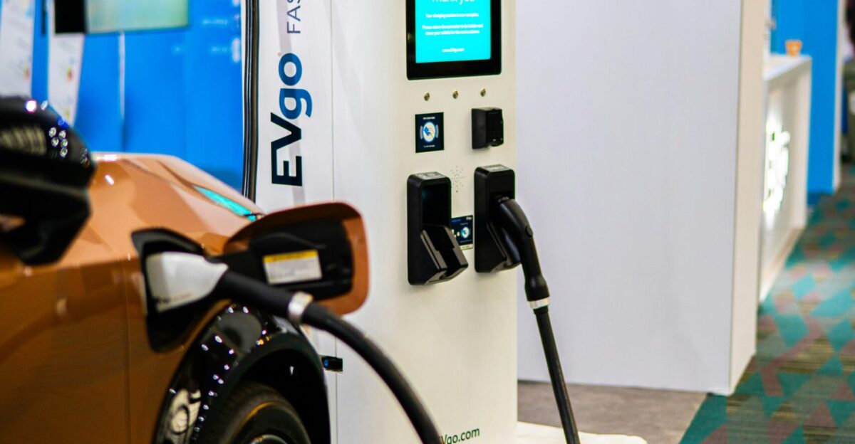a close up of a car at a charging station