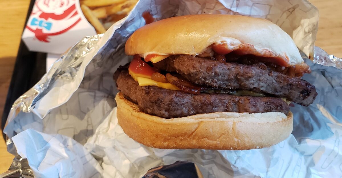 Product description A half-pound of fresh British beef American cheese 6 pieces of crispy Applewood smoked bacon Heinz ketchup and Heinz mayo Carnivores rejoice In Wendy s 192 Western Road Brighton