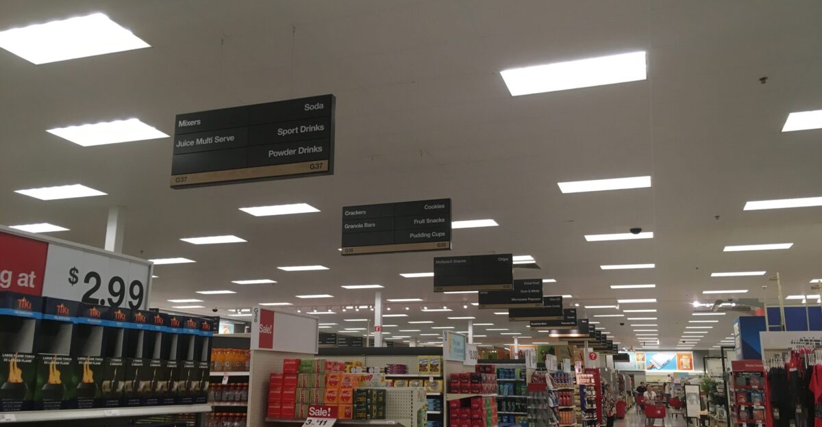 A picture of the grocery section of a local Target