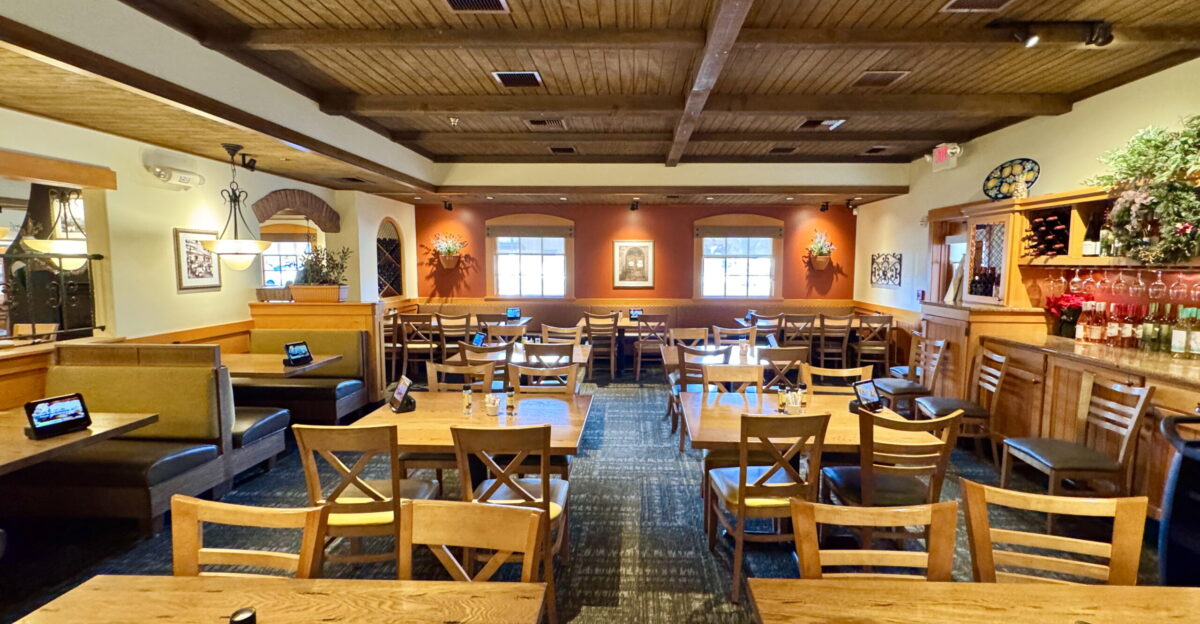 The interior of an Olive Garden restaurant California Maryland