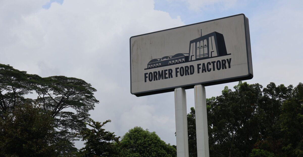 The Former Ford Factory sign outside the building