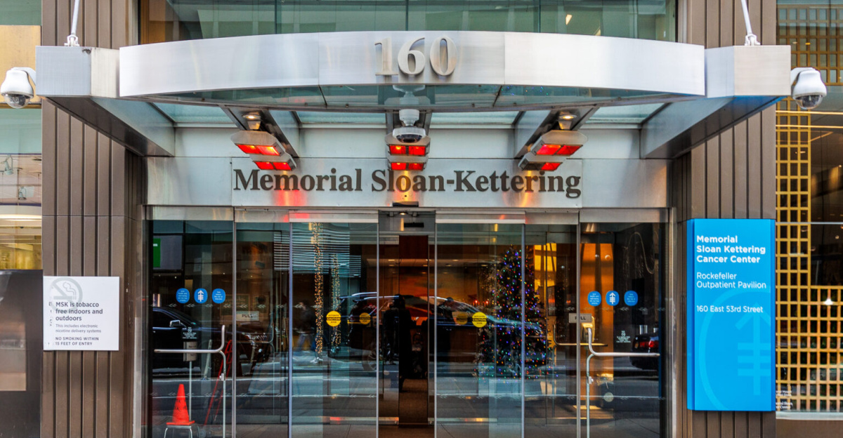 Entrance to the Memorial Sloan-Kettering Cancer Center, Rockefeller Outpatient Pavilion, 160 E 53rd Street.