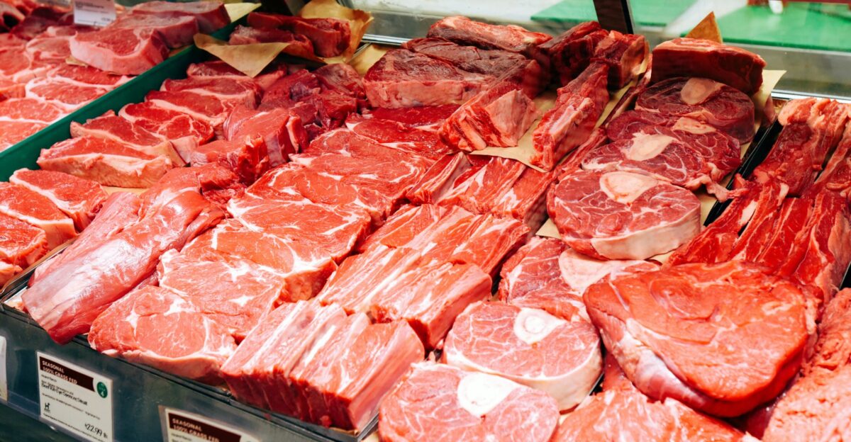 raw meat on display counter